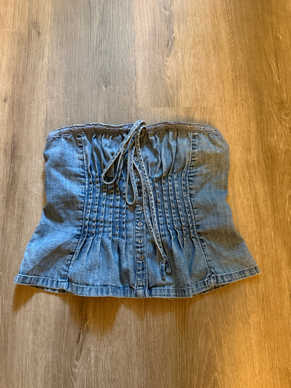Free people Denim Strapless Smocked tube top